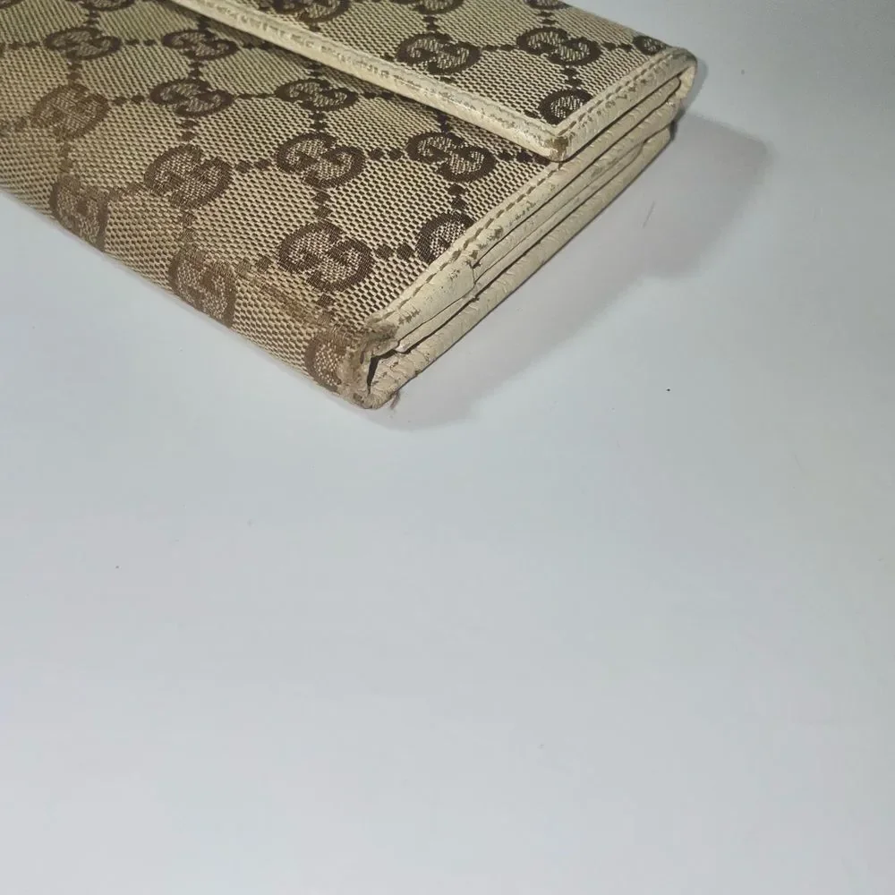 Gucci GG Logo Canvas Leather Trim Continental Wallet - Picture 12 of 15